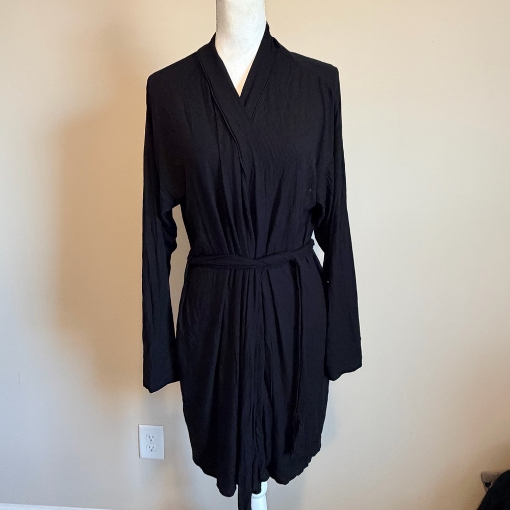 NWT SKIMS soft lounge rib robe size xl black relaxed fit - Picture 14 of 16